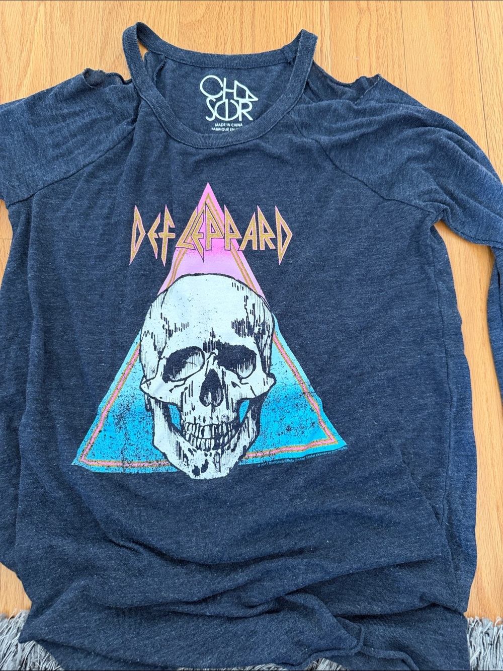 Chaser Navy Kids Graphic long sleeve Tee with Pink & Blue Skull Triangle